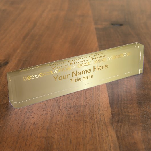 明るい光沢がある金ゴールド| DIYの名前およびタイトル デスクネームプレート (側面)