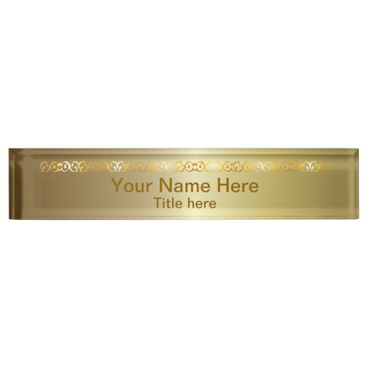 明るい光沢がある金ゴールド| DIYの名前およびタイトル デスクネームプレート (正面)