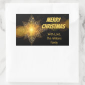 明るい光沢のあるスターメリークリスマスタイポグラフィ 長方形シール (バッグ)