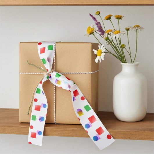 明るい全大事な行事カラフルの正方形と円 サテンリボン