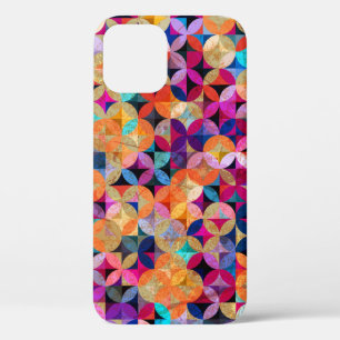 明るい円の抽象芸術ヴィンテージ背景 iPhone 12ケース