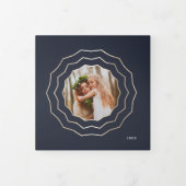 明るい円 |ネイビエレガントー&金ゴールド写真 三つ折りクリスマスカード (カバー)