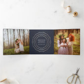 明るい円 |ネイビエレガントー&金ゴールド写真 三つ折りクリスマスカード (内部)