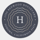 明るい円 |モノグラモダンム差出人住所 ラウンドシール (正面)