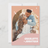 明るい写はっきりした真のモダンレトロ結婚の サンキューカード (裏面)