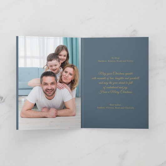 明るい冬のサンタクロースのパーソナライズされた写真 シーズンカード (内部)