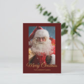 明るい冬のサンタクロースパーソナライズされたクリスマス シーズンポストカード (スタンド正面)