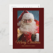 明るい冬のサンタクロースパーソナライズされたクリスマス シーズンポストカード (正面/裏面)
