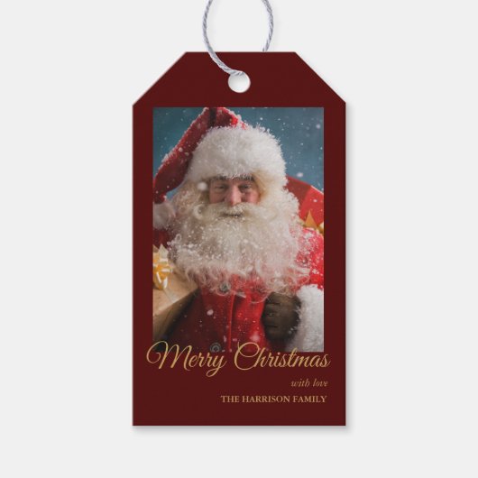 明るい冬のサンタクロース |メリークリスマス ギフトタグ (正面)