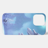 明るい冬の月の下の雪に覆われた森 iPhoneケース (裏面横)