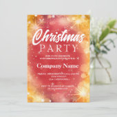 明るい冬の雪の結晶 赤と白のクリスマスパーティ 招待状 (スタンド正面)