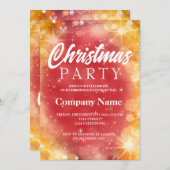 明るい冬の雪の結晶 赤と白のクリスマスパーティ 招待状 (正面/裏面)