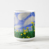 明るい分野の湾の入江の花 コーヒーマグカップ (中央)