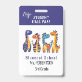 明るい動物の先生または生徒パス バッジ (裏面)