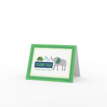 明るい動物園のジャングル動物の誕生日お礼カード