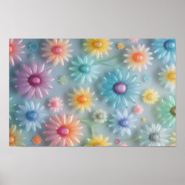 明るい半透明パステルの花 ポスター