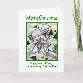 明るい南バイクもしくは自転車に乗る人Greetinからのメリークリスマス シーズンカード