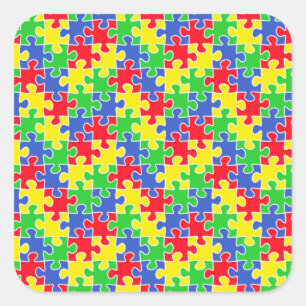 明るい原色ジグソーパズルピース スクエアシール