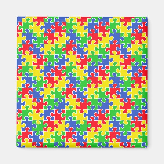 明るい原色ジグソーパズルピース マグネット (正面)