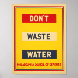 明るい原色、水を無駄にしない ポスター