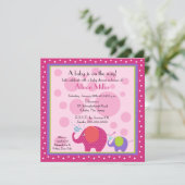 明るい及びおもしろい象のベビーシャワー 招待状 (スタンド正面)