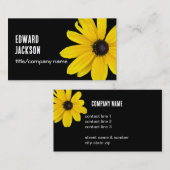 明るい古い日当たりの良い黄色い花の写真黒 名刺 (正面/裏面)