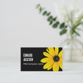 明るい古い日当たりの良い黄色い花の写真黒 名刺 (スタンド正面)