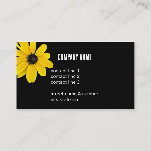 明るい古い日当たりの良い黄色い花の写真黒 名刺 (裏面)