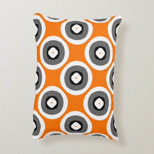 明るい可愛いオレンジ白黒 アクセントクッション (裏面(縦))