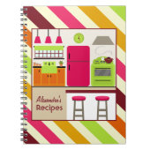 明るい台所及びストライプなレシピのノート ノートブック (正面)