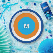 明るい同心円のジオメトモノグラムのリ ペーパープレート (パーティー)