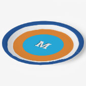 明るい同心円のジオメトモノグラムのリ ペーパープレート (アングル)