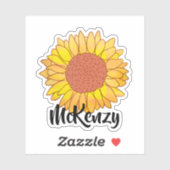 明るい名前をカスタムするひまわりステッカー シール (シート)