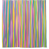 明るい垂直の夏のストライプ シャワーカーテン (正面)