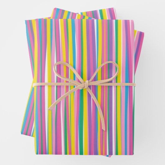 明るい垂直の夏のストライプ ラッピングペーパーシート (インサイチュ)