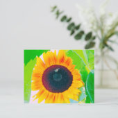 明るい夏のひまわりと蜂はがき ポストカード (スタンド正面)