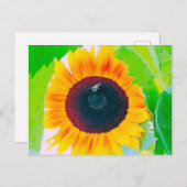 明るい夏のひまわりと蜂はがき ポストカード (正面/裏面)