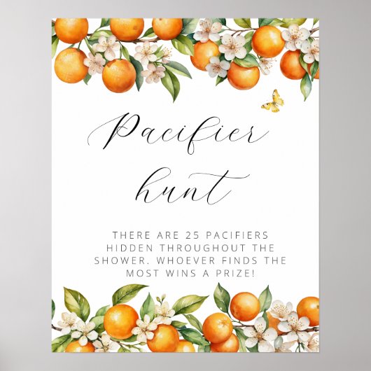 明るい夏のオレンジ赤ちゃんシャワーおしゃぶり狩り ポスター (正面)