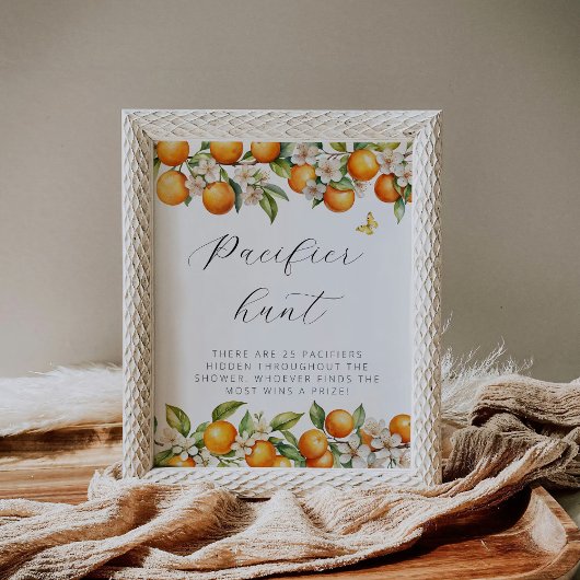 明るい夏のオレンジ赤ちゃんシャワーおしゃぶり狩り ポスター