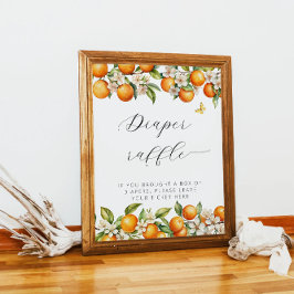 明るい夏のオレンジ赤ちゃんシャワーおむつラッフル ポスター