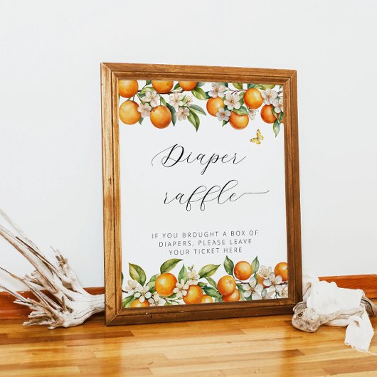 明るい夏のオレンジ赤ちゃんシャワーおむつラッフル ポスター