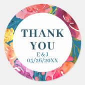 明るい夏のカラフルターコイズ結婚のシール ラウンドシール (正面)