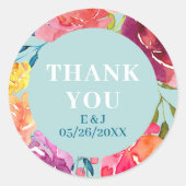 明るい夏のカラフルターコイズ結婚のシール ラウンドシール (正面)