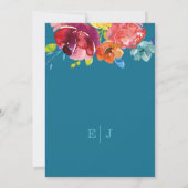 明るい夏のカラフル三角形のフローラ結婚のI 招待状 (裏面)