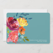 明るい夏のカラフル水平結婚フローラ 招待状 (裏面)