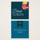 明るい夏のカラフル結婚のドリンクトークン (正面&裏面)