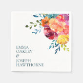 明るい夏のカラフル結婚の紙のナプキン スタンダードカクテルナプキン (正面)