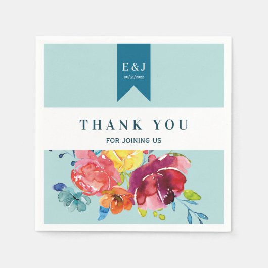 明るい夏のカラフル結婚の紙のナプキン スタンダードカクテルナプキン (正面)