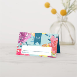 明るい夏のカラフル結婚 プレイスカード