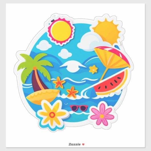 明るい夏のステッカーセット シール (シート)